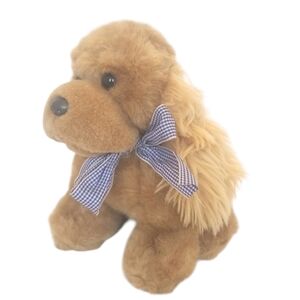 Vintage RARE Ganz Cocker Spaniel Shaggs Musical Plush Gingham Bow